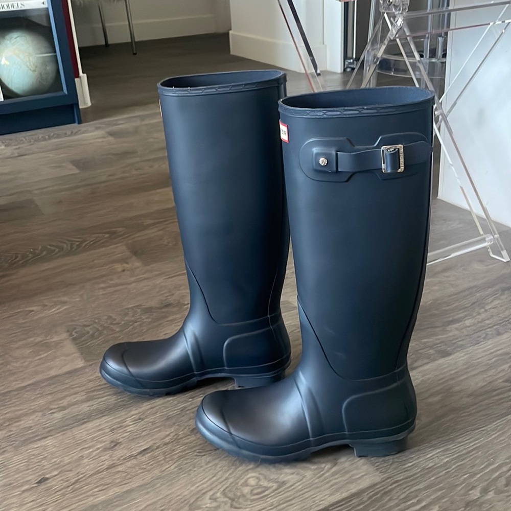 Navy blue hunter boots